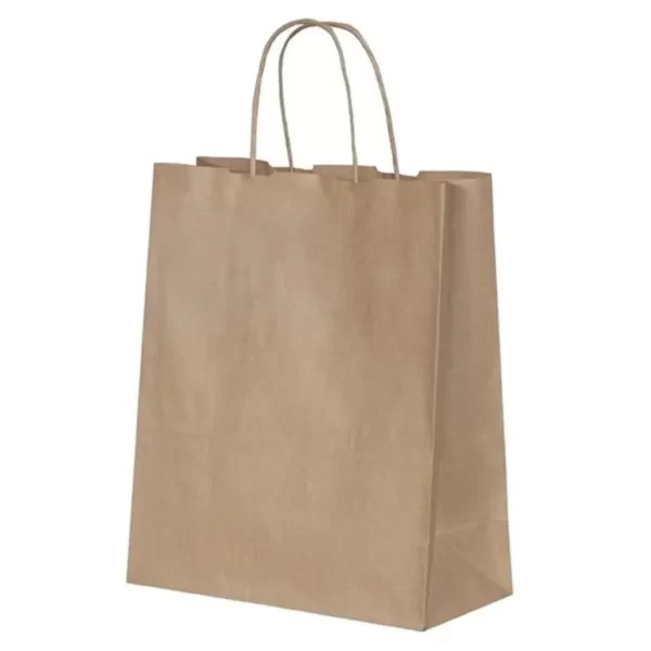 Kraft Çanta 18x8x24 cm(Kağıt Poşet Çanta) Burgu Saplı