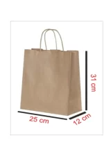 Kraft Çanta 25x12x31 cm(Kağıt Poşet Çanta) Burgu Saplı