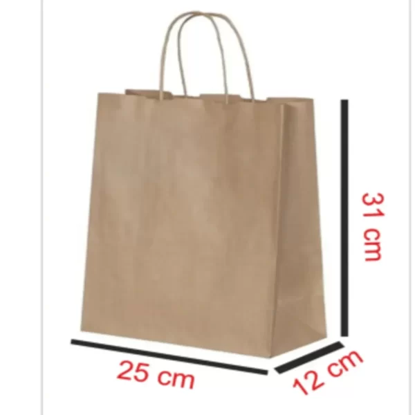 Kraft Çanta 25x12x31 cm(Kağıt Poşet Çanta) Burgu Saplı