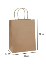 Kraft Çanta 32x12x41 cm(Kağıt Poşet Çanta) Burgu Saplı