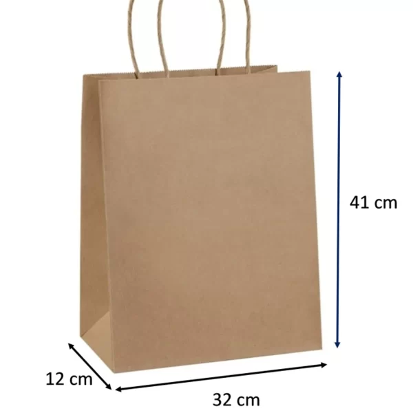 Kraft Çanta 32x12x41 cm(Kağıt Poşet Çanta) Burgu Saplı