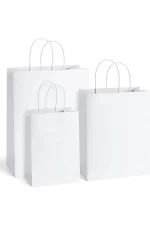 Kraft Çanta 18x8x24 cm(Kağıt Poşet Çanta) Burgu Saplı Beyaz - Görsel 5