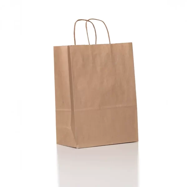 Kraft Çanta 20x10x22 cm(Kağıt Poşet Çanta) Burgu Saplı